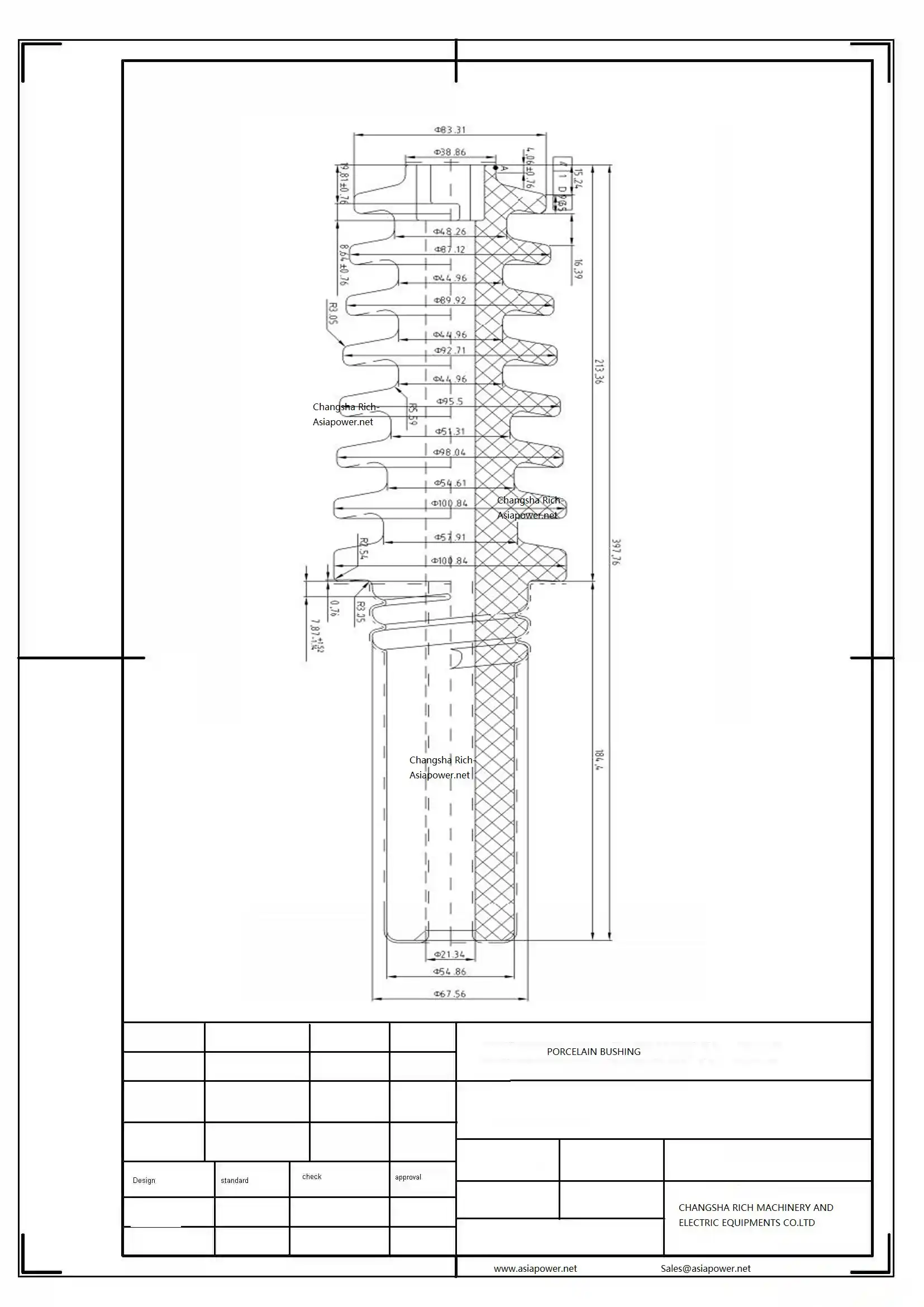 grey color transformer bushing drawing