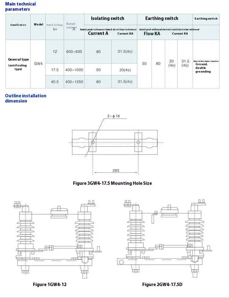 Three-phase GW4-12KV High Voltage Disconnect Switch installation
