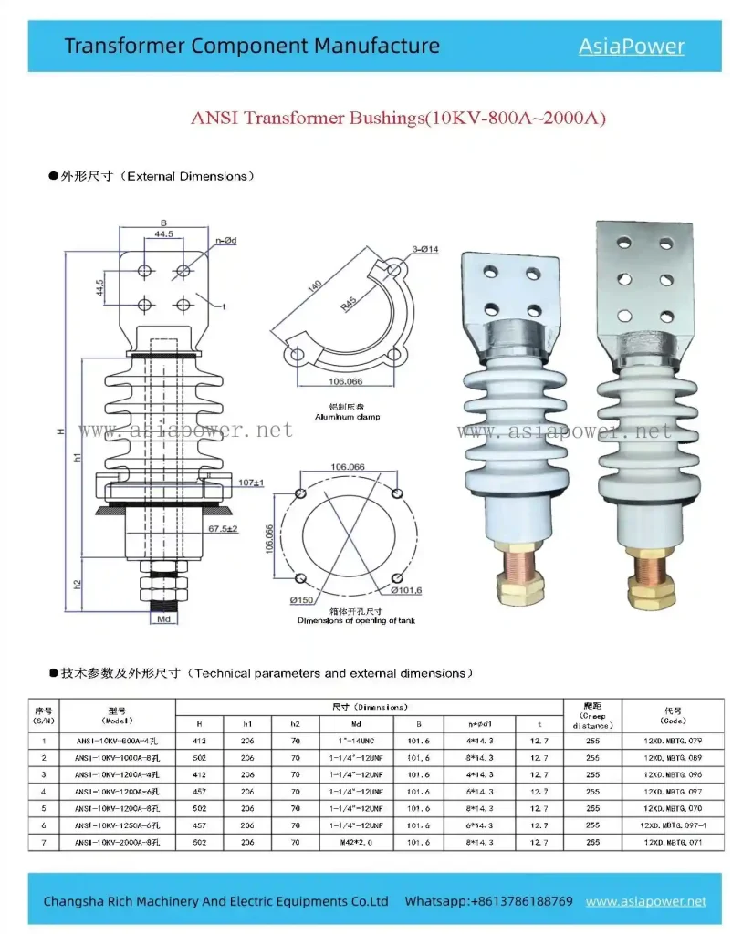 ansi 10kv transformer bushing drawing