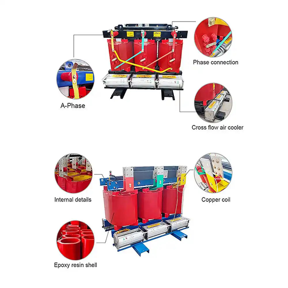 SCB10 11kV dry type transformer technical data sheet and dimensions